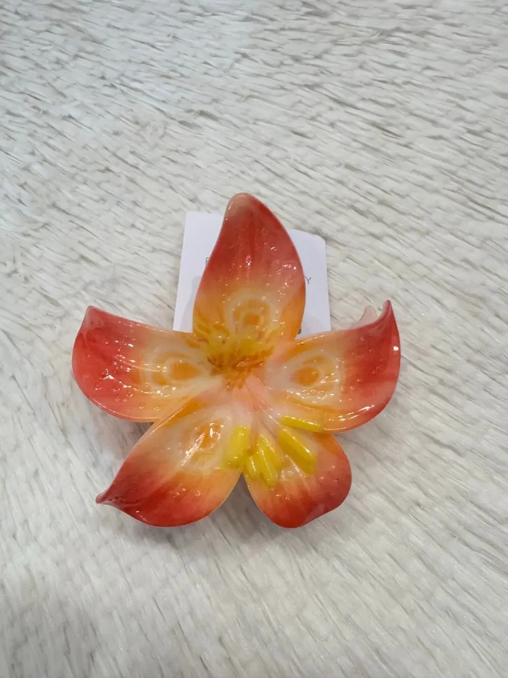 Tropical Hawaiian flower large hair claw clip orange